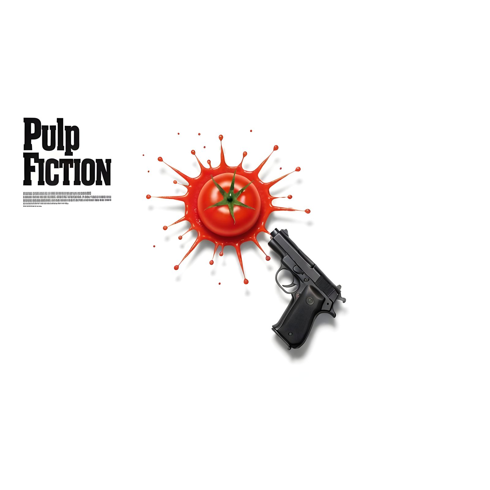 Pulp Fiction Minimalist Movie Poster with Pistol and Tomato