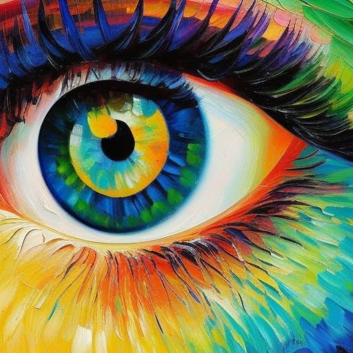 Striking Eye in Neo-Impressionist Expressionist Style