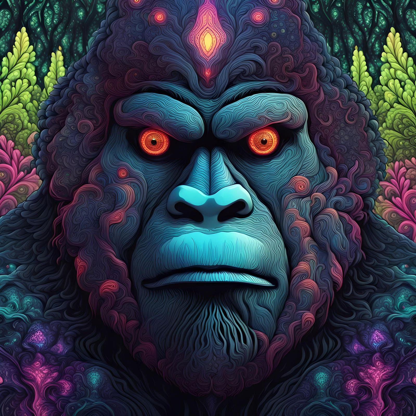 Bigfoot Distrusts Government in Abstract Fractal Art