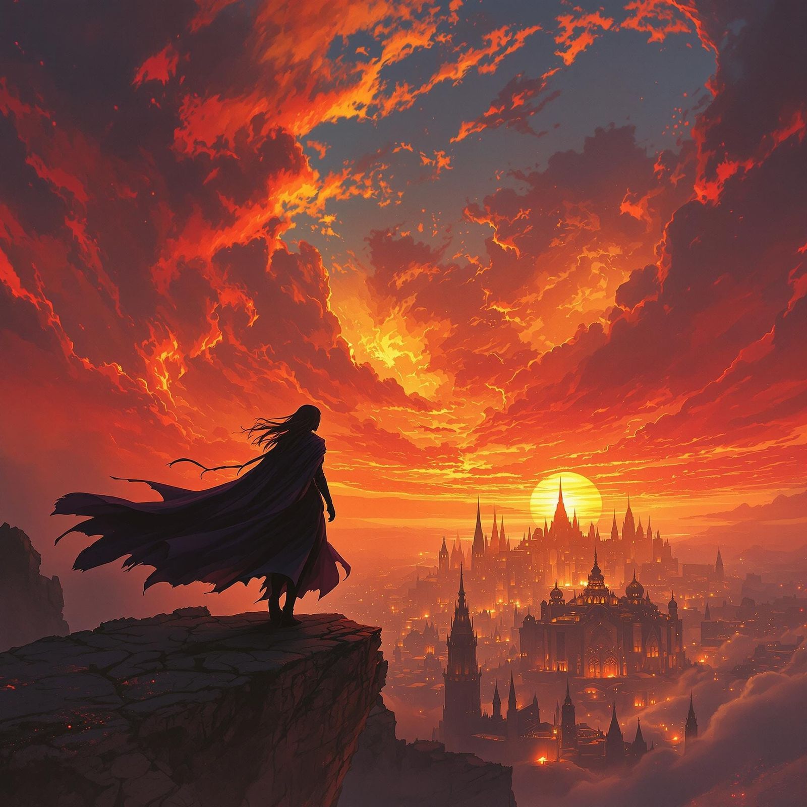 Fantastical Luthadel Metropolis with Vin Steelpushing Throug...