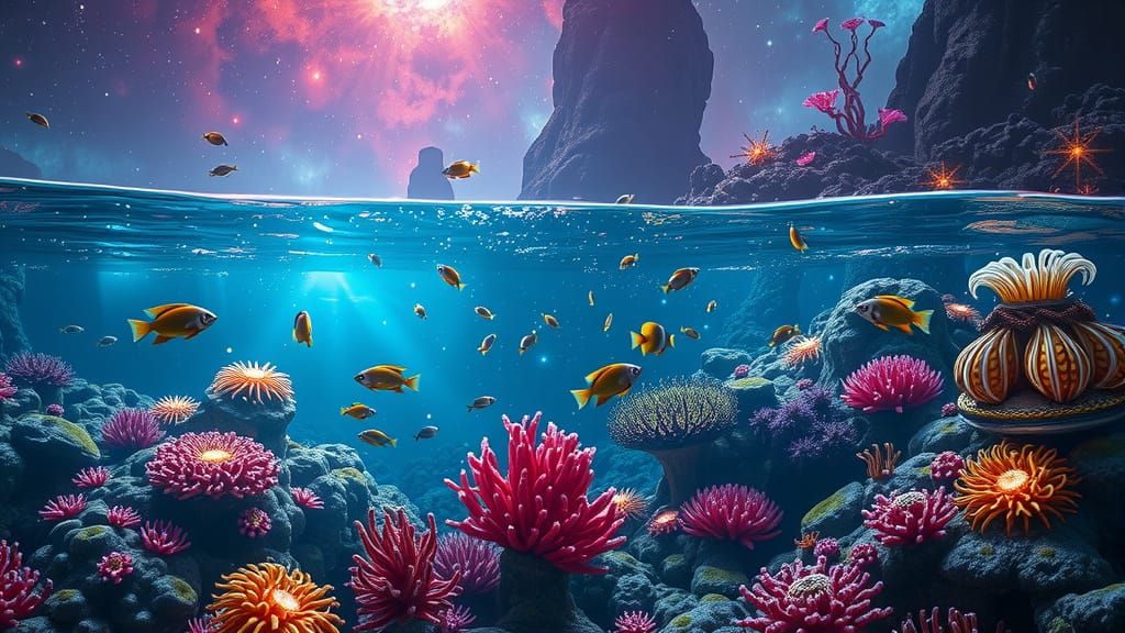 Vibrant Alien Coral Reef in Avatar Style