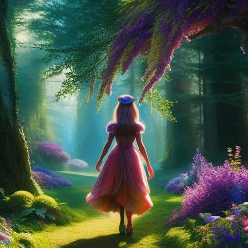 Alice in Wonderland Portrait, Neo-Impressionist Digital Art