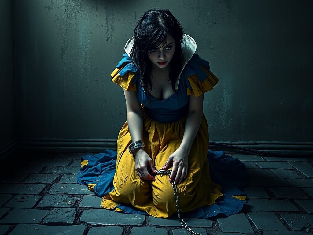 Snow White in Gothic Captivity: Photorealistic AI Art