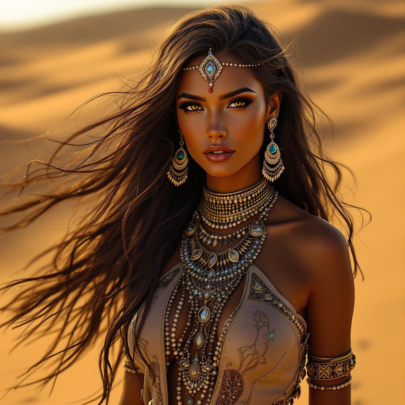 Nomadic Desert Queen in Golden Hour Light
