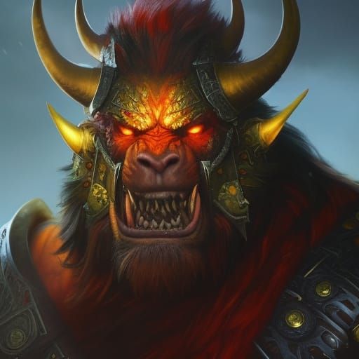 Demonic Orc Monster Roaring, Hyperdetailed Concept Art