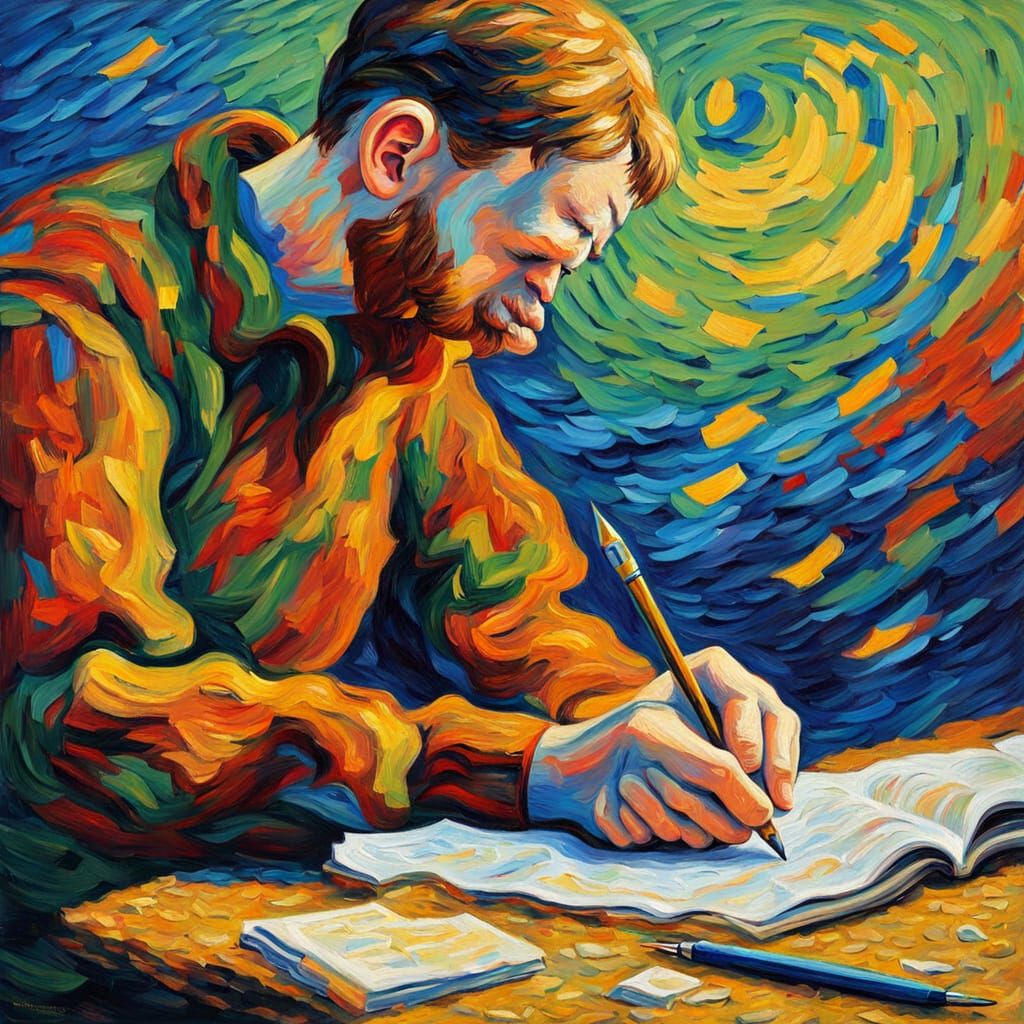 Compulsive Writing: Neo-Impressionist Expressionist Oil Pain...