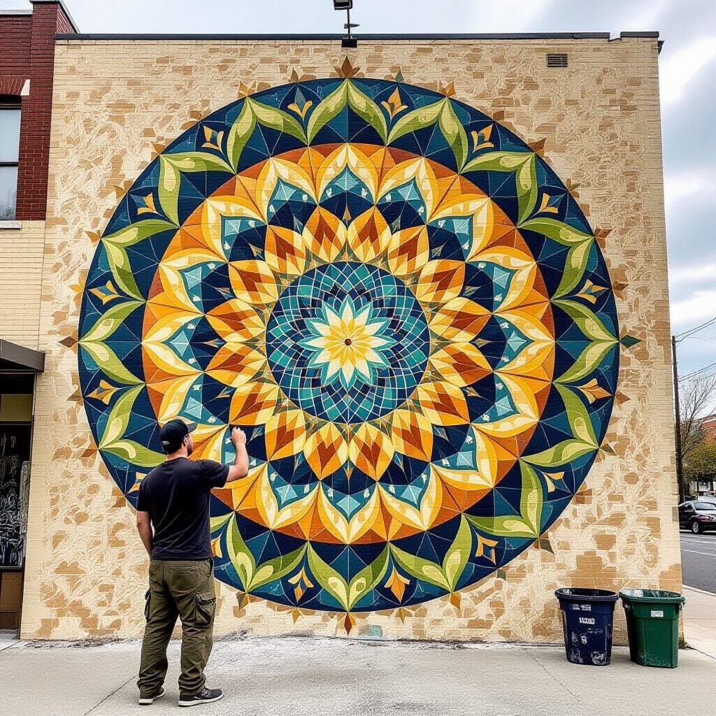 Photorealistic Mandala Mural Inspired by Earth
