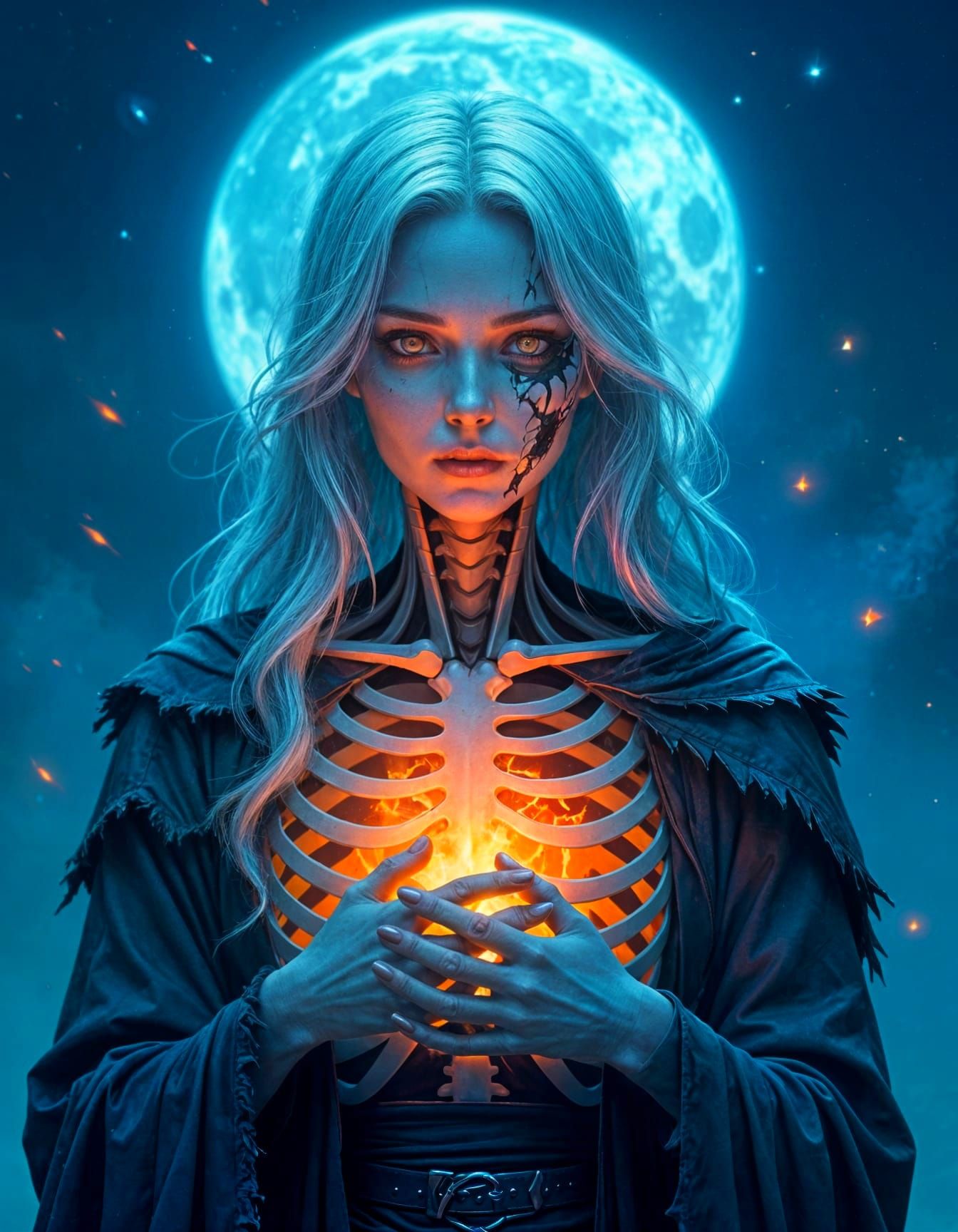 Spectral Warrior in Ancient Cathedral Ruins