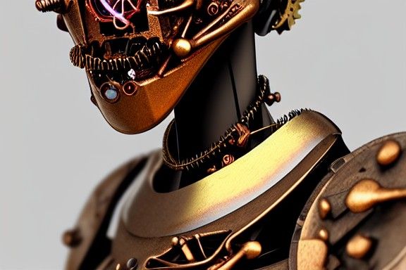 Clockwork Vampire Woman Automaton in Steampunk Style