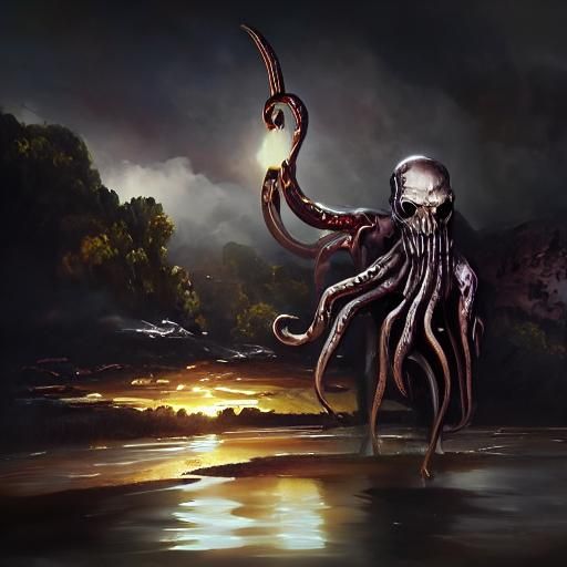 Eldritch God with Otherworldly Pet