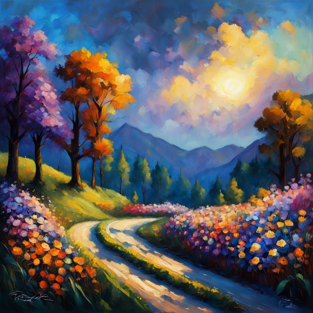 Road to Sparkling Flower World: Impasto Painting