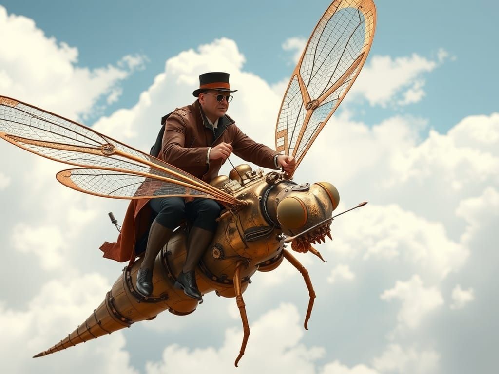 Steampunk dragonfly pilot