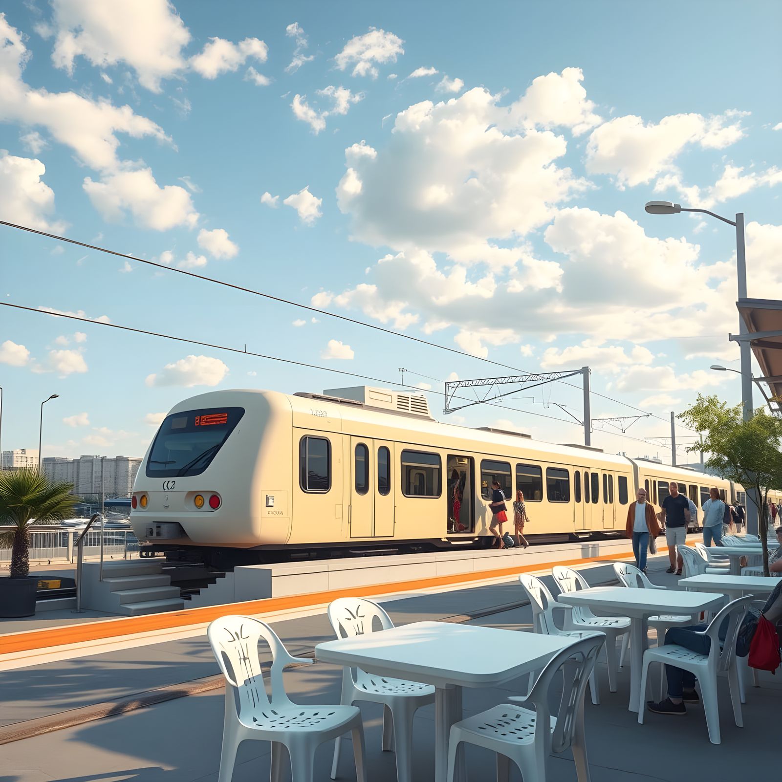 Suburban Transit Station Scene in a Bright Daylight