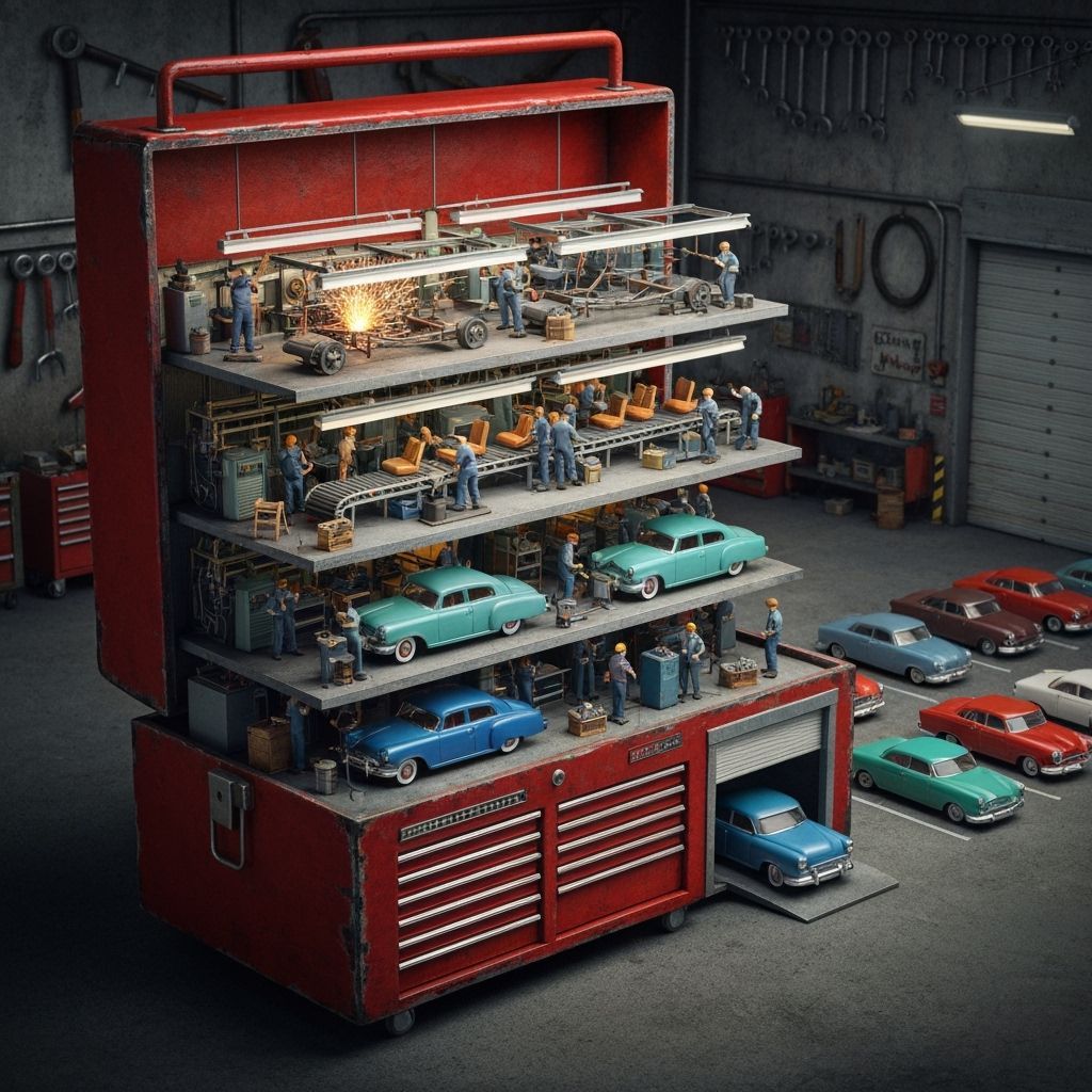 Miniature Car Factory Housed in a Toolbox