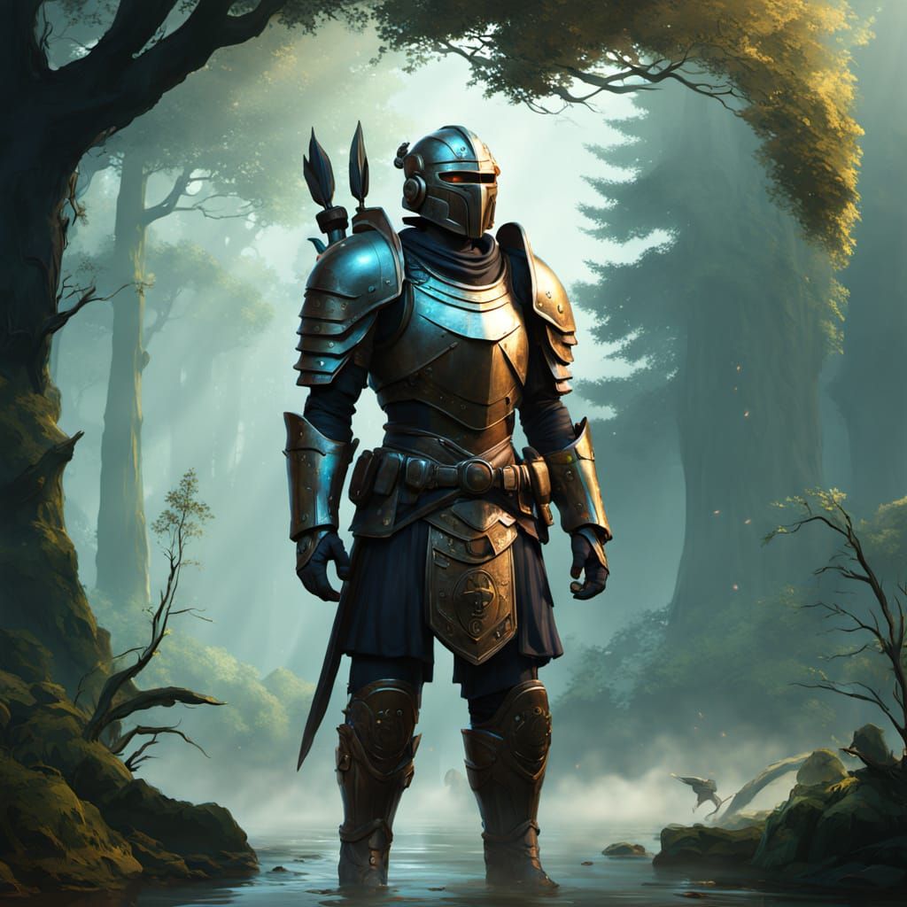 Serene Warrior in Futuristic Organic Armor