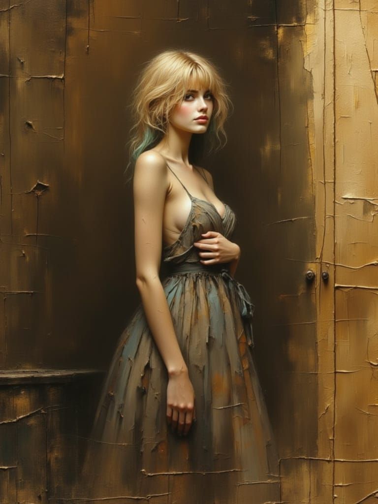 Tonalist Portrait of a Woman with Teal Hair