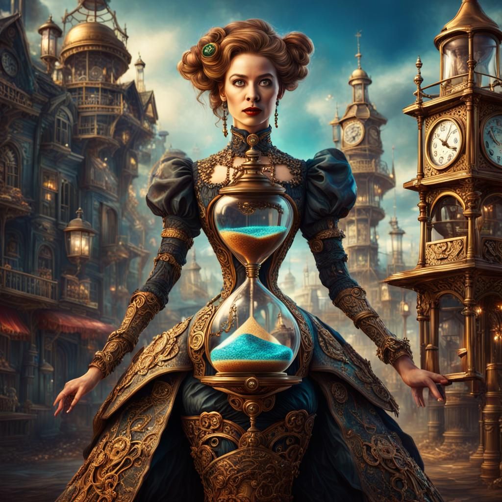 Steampunk Hourglass Woman in Vivid Colors