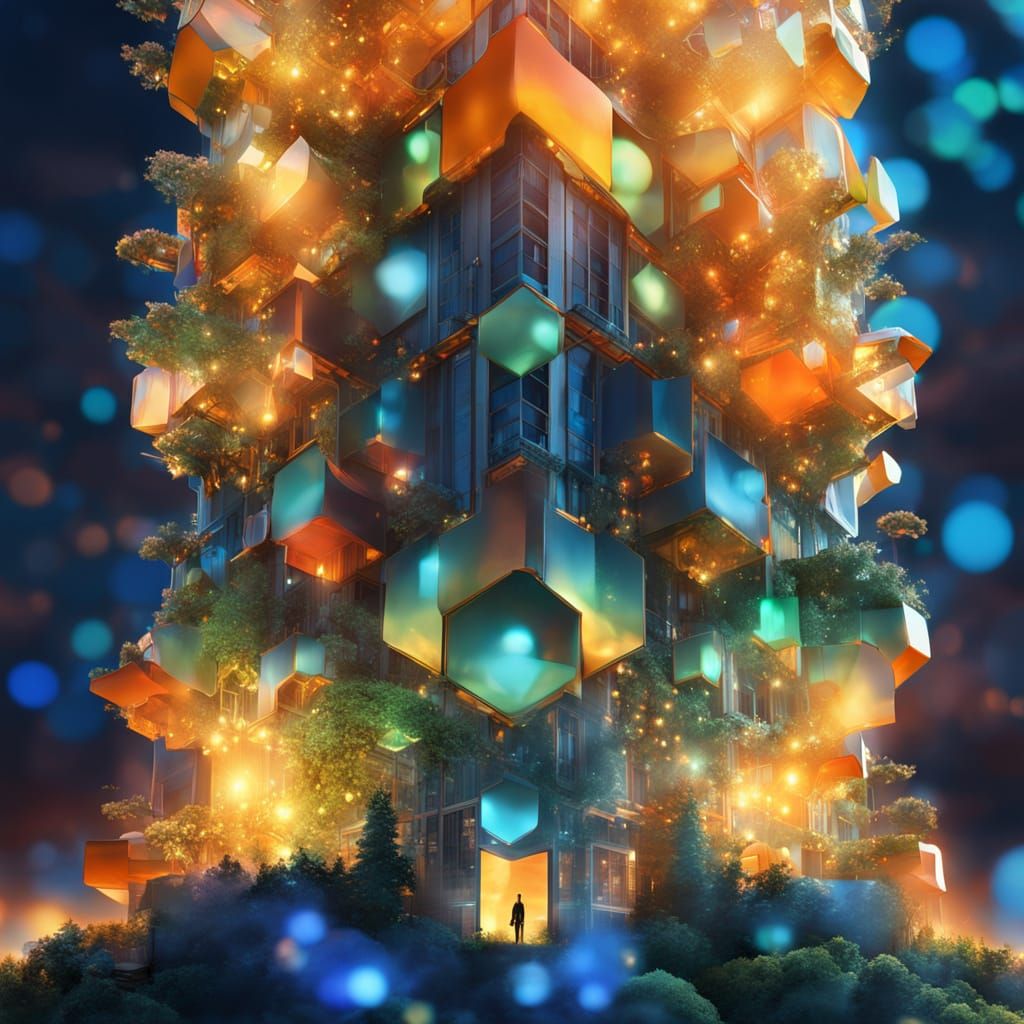 Surreal Crystalline Cityscape in Dreamlike Digital Art