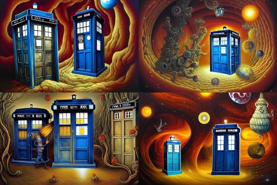 Curiosity Shop with TARDIS in Surrealist Style