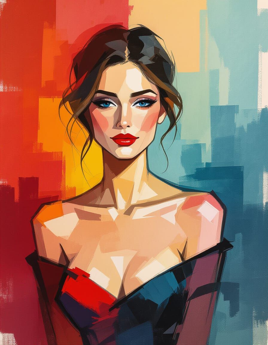Expressive Woman Portrait in Vibrant Impressionist Style