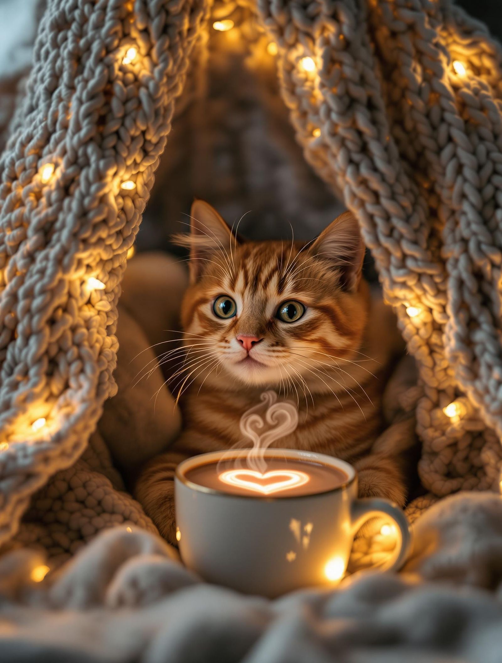 Cozy Tabby Snuggles in Whimsical Blanket Fort