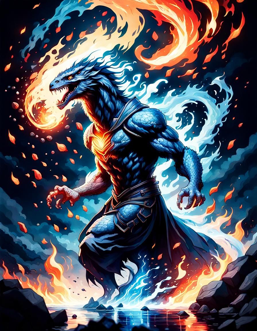 Elemental Master: Epic Fantasy Artwork in Anime Style