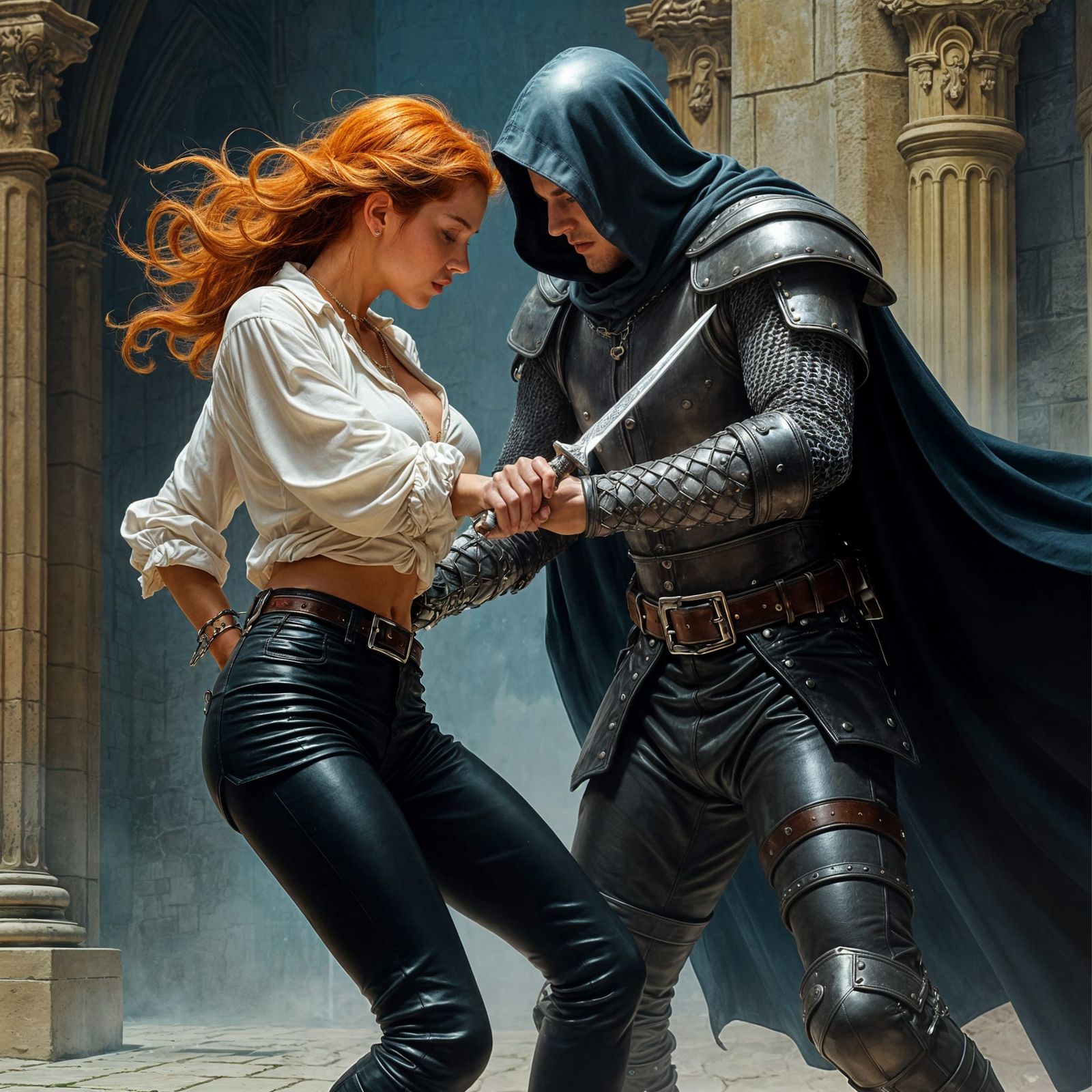 Ginger Thief Battles Guard in Medieval Mansion