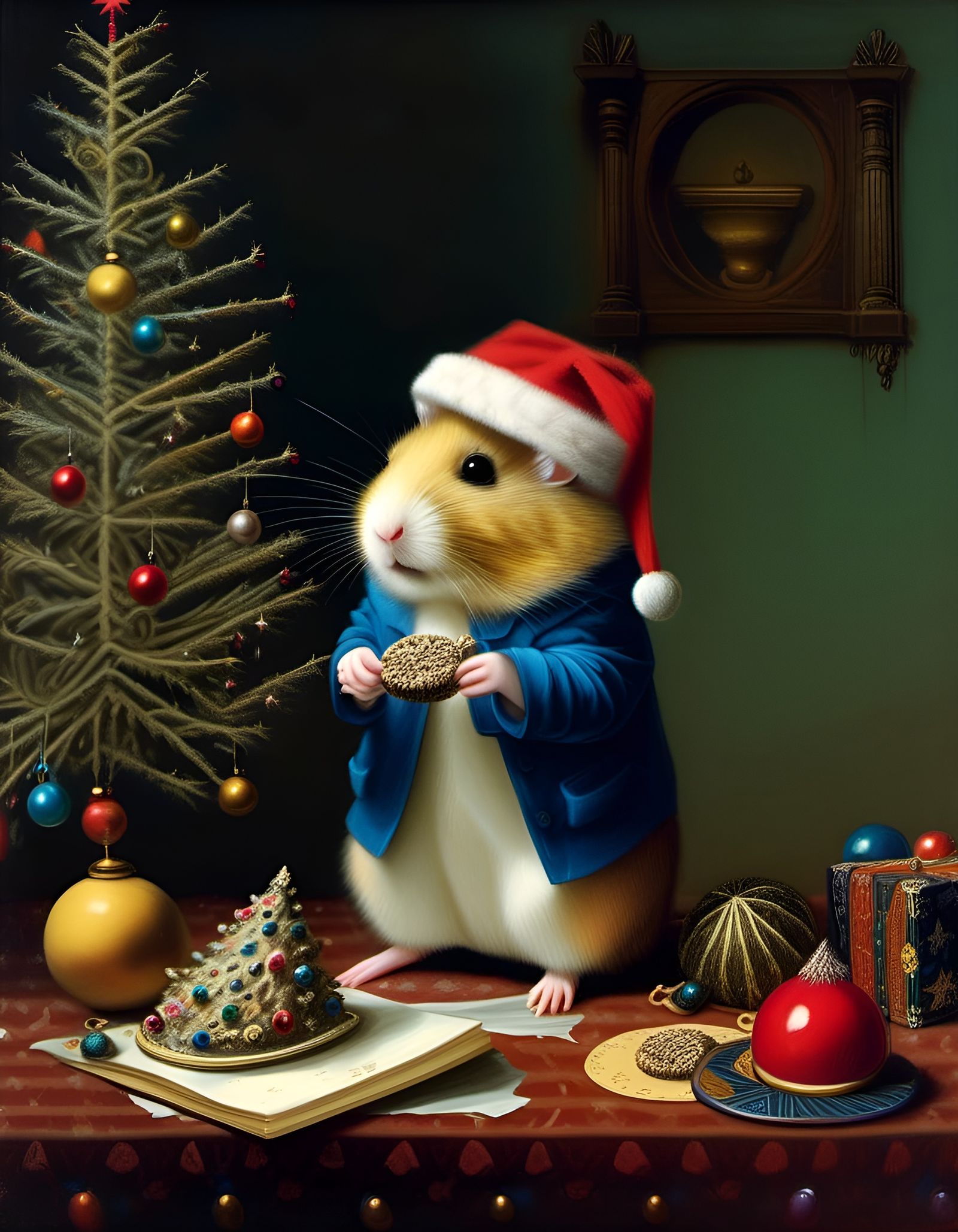 Santa Hamsta with cookie. 🍪✨