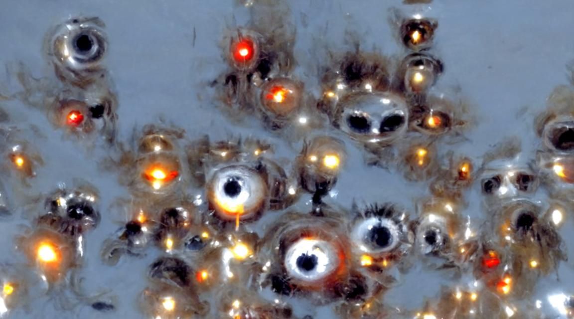 Alien Eyes in Orange Plasma Aura