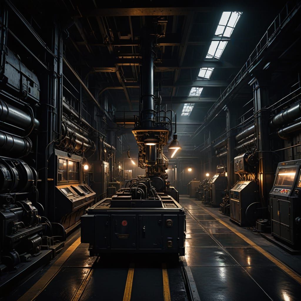 Epic Industrial Factory Scene with Operating 3D Metal Printe...