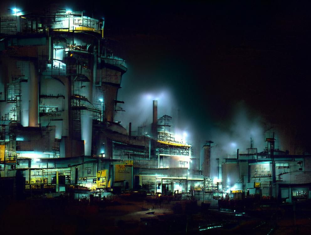 the industrial plant at night