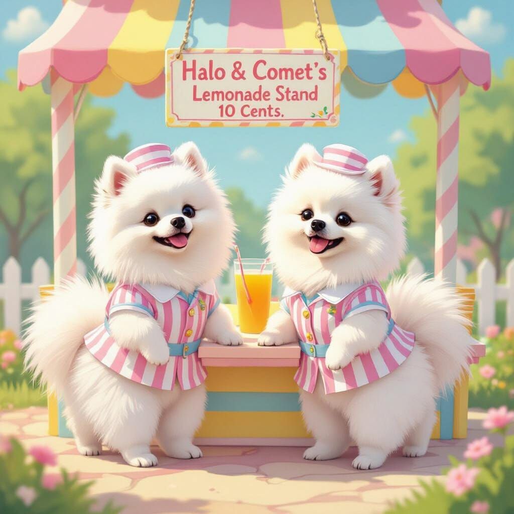Pomeranians at Candy Land Lemonade Stand