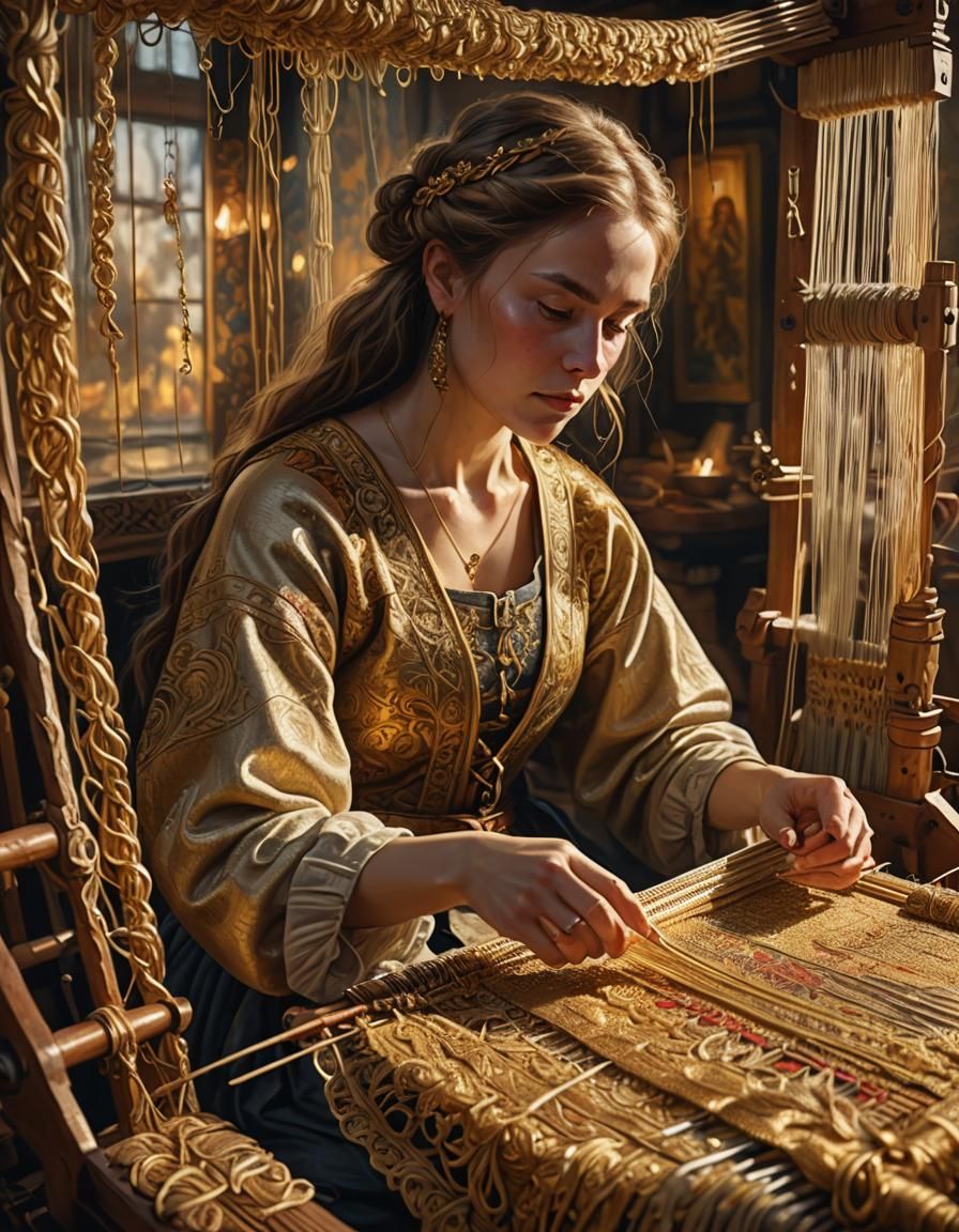 Golden Tapestry Weaving in Renaissance Style