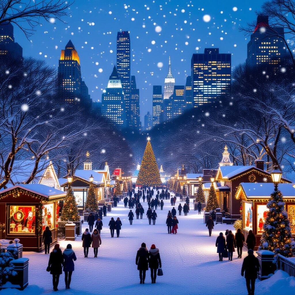 Christmas Exhibition in Central Park, NYC on Christmas Eve 2...