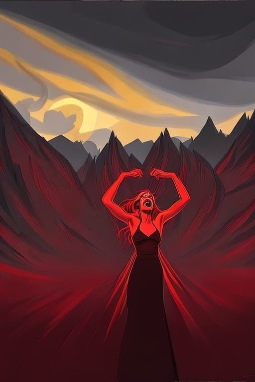 Heavy Metal Singer's Agonized Scream: Expressionist Portrait