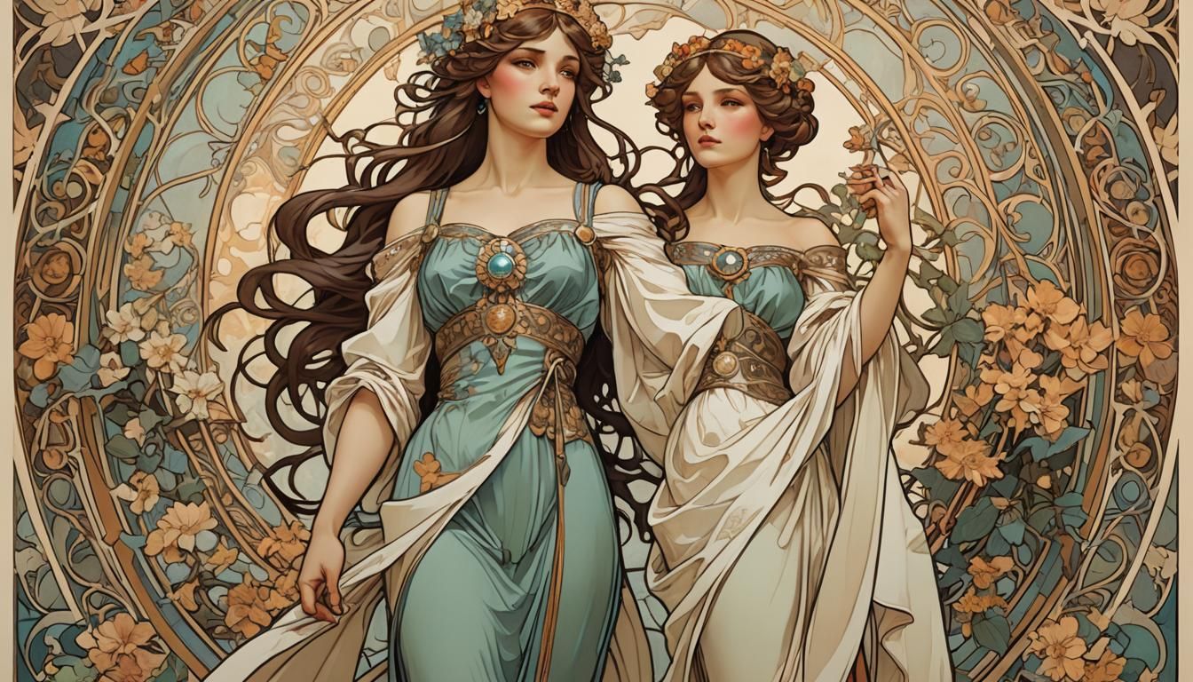 Elegant Woman in Art Nouveau Style
