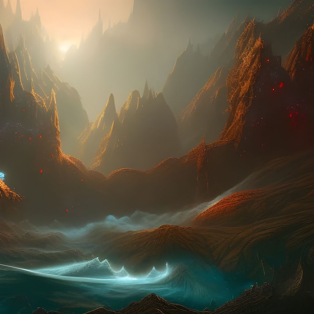 Fantastical River Landscape in Detailed Matte Painting