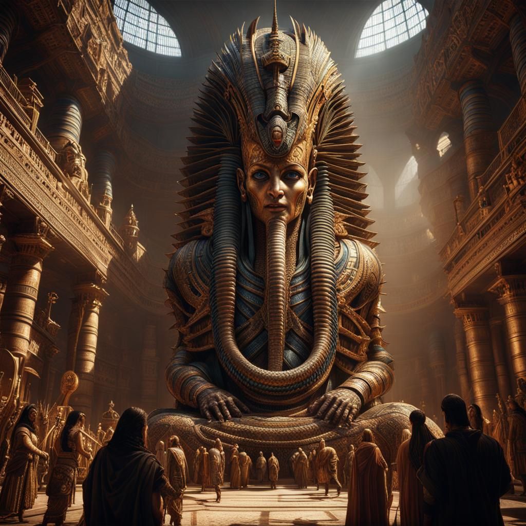 Giant Naga Mummy Wrecks Babylon: Psychedelic Art