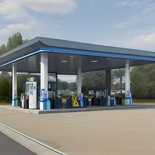 Alien Gas Station in Impressionist Cubist Style