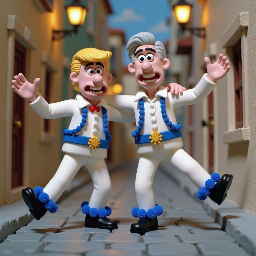 Playdoh Politicians Dance Sirtaki in Claymation Style