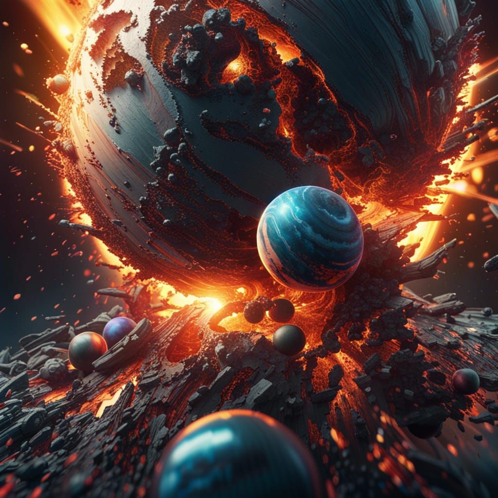 Planetary Collision: Explosive Sci-Fi Concept Art