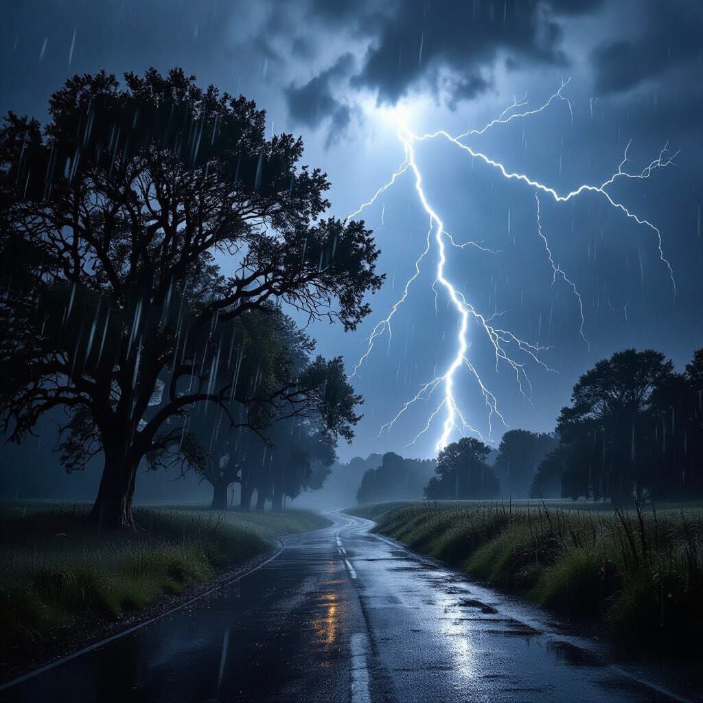 Intense Stormy Night with Lightning