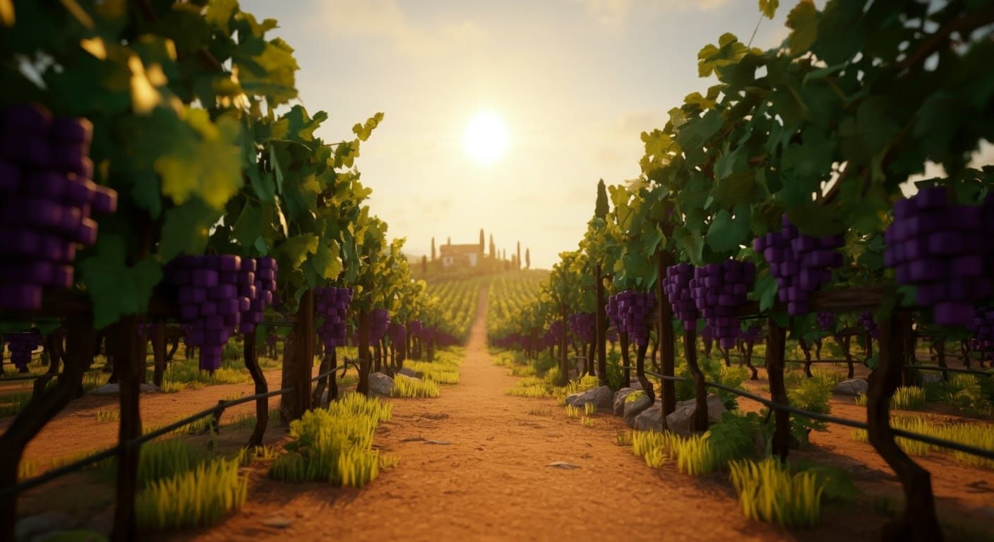 Vibrant Tuscan Vineyard in Minecraft Aesthetic