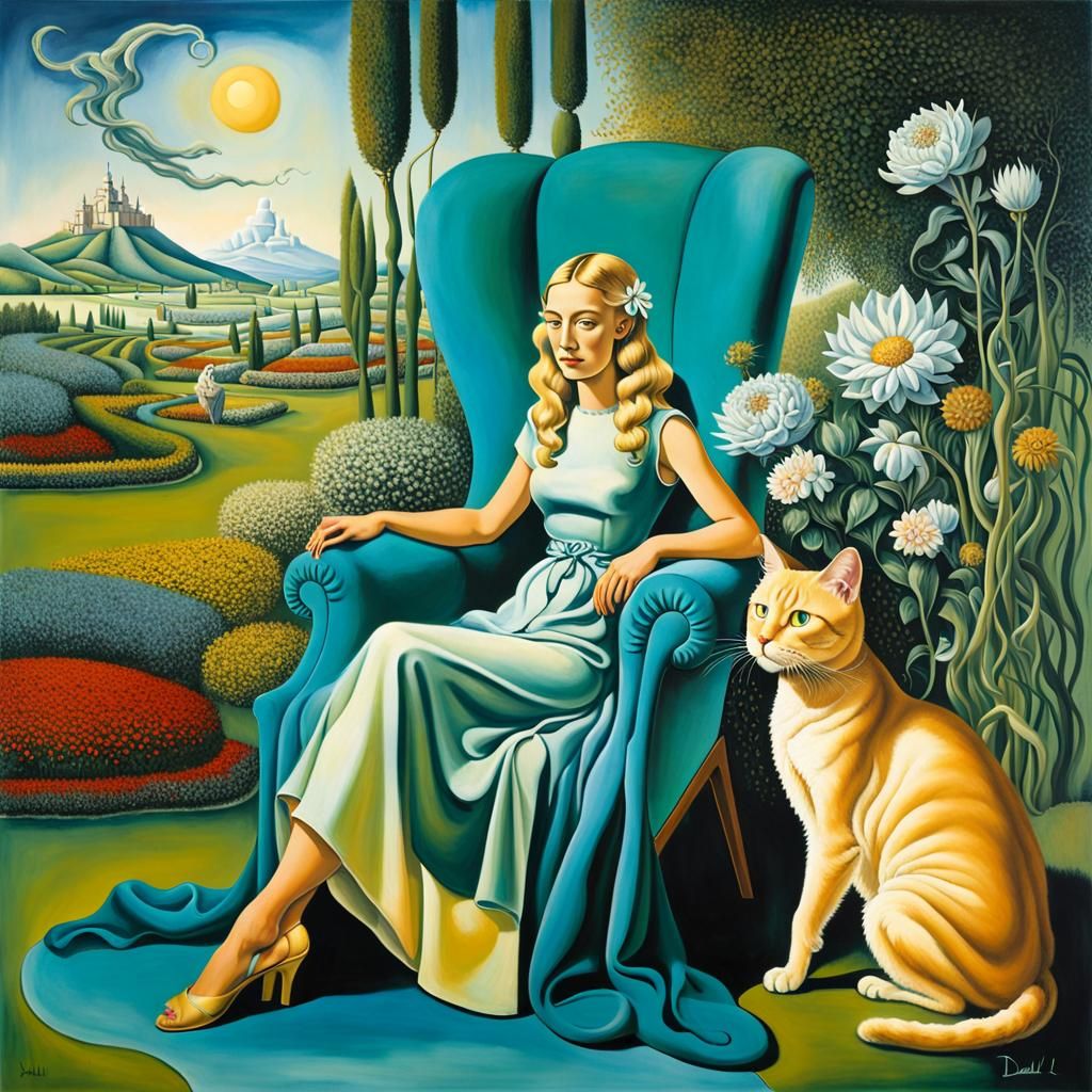 Surreal Woman in Garden, Salvador Dali Style