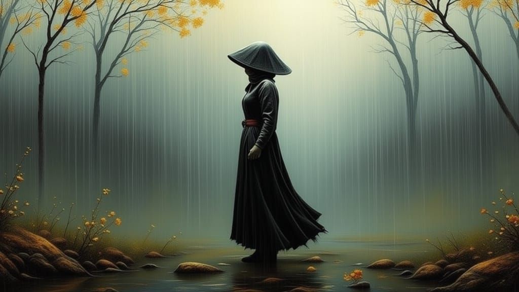 Rainy Day Landscape in Impasto Style