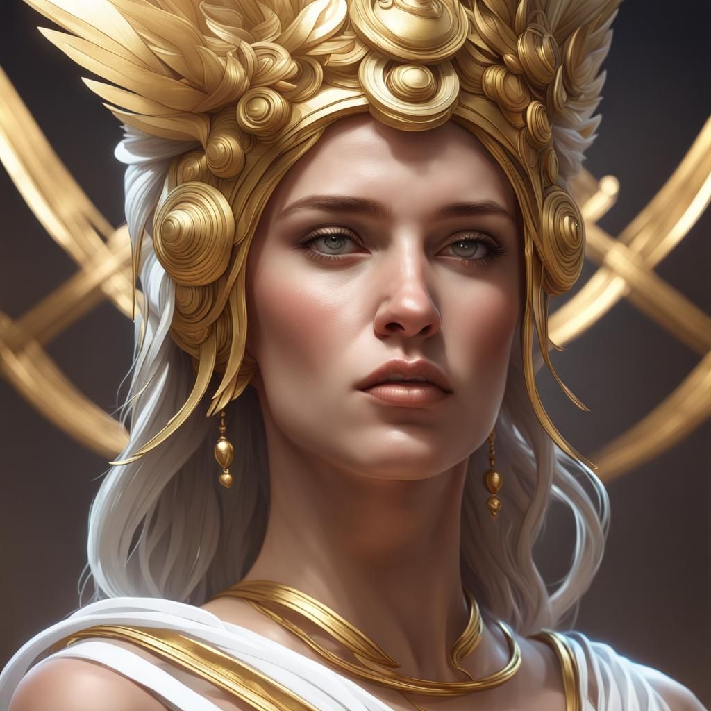 Hera in White Toga: Hyperdetailed Portrait