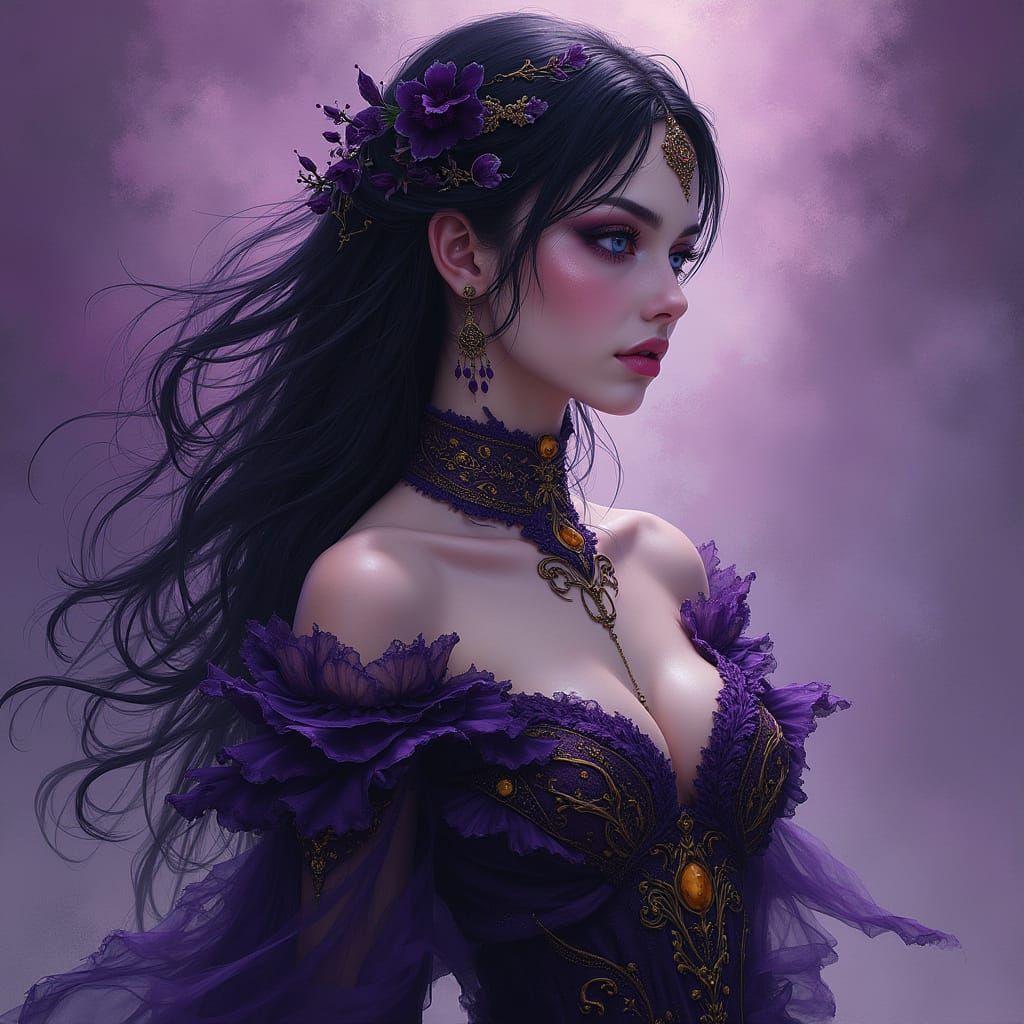 Hyper-Realistic Dark Fantasy Portrait in Alcohol Ink