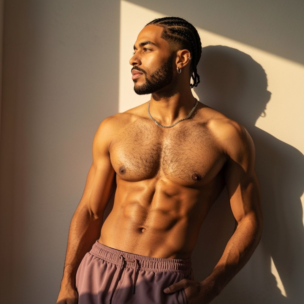 Photorealistic Portrait of Athletic Man in Track Pants