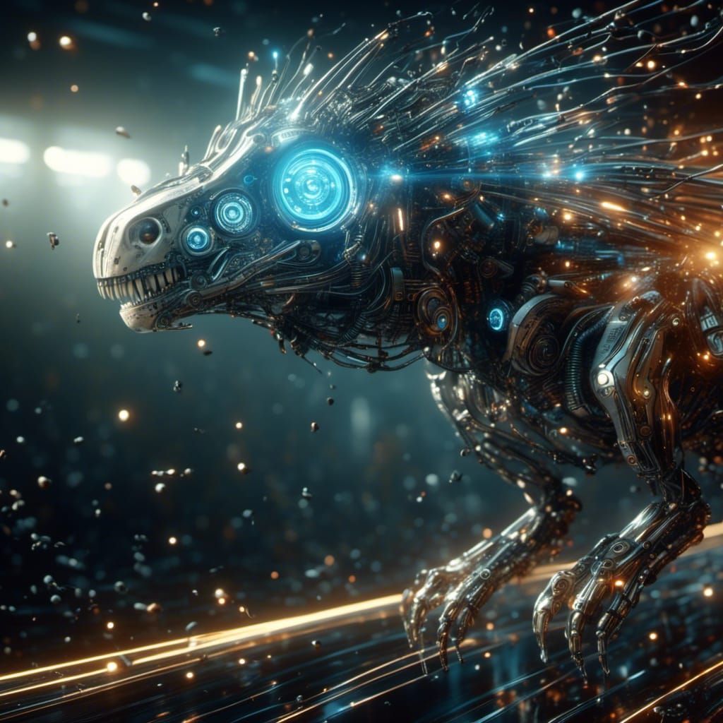 Bionic Robotic T-Rex in Futuristic Sci-Fi Art