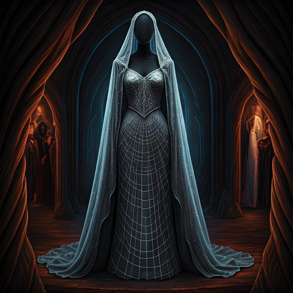 Elegant Spiderweb Gown in Dark Elf Boutique